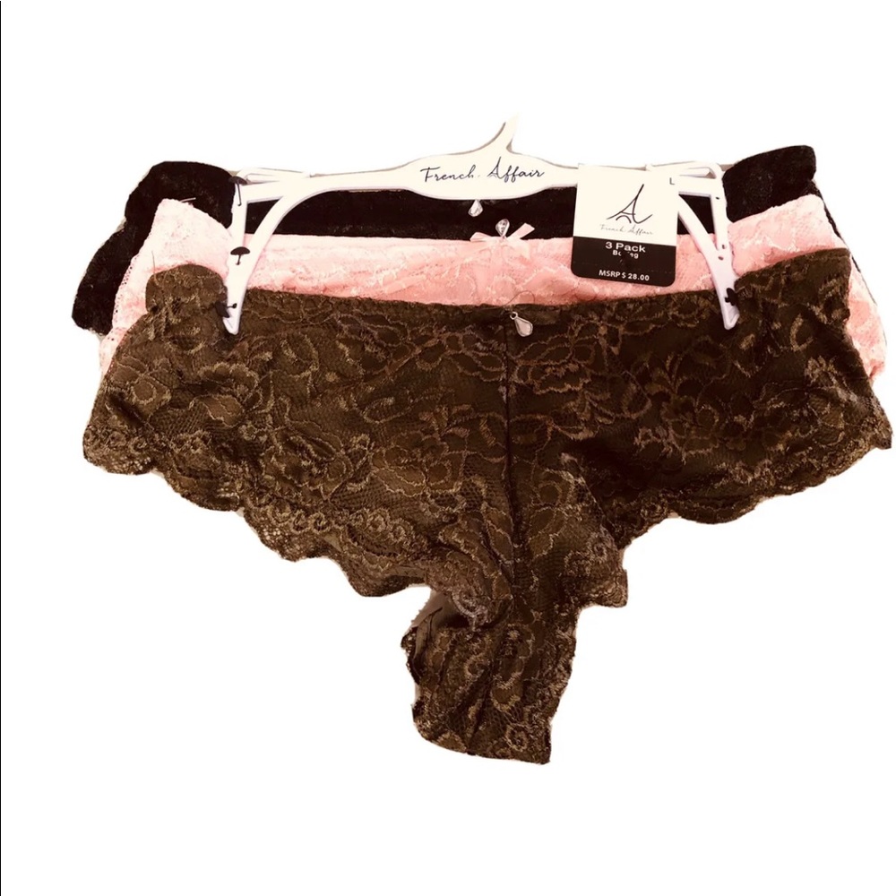 French Affairs 3 Pack Boyleg Panties Sexy  Underwear Size Large